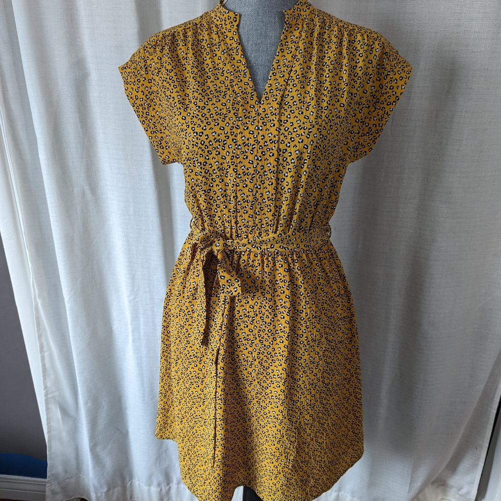 modcloth monteau mustard jaguar animal print dress